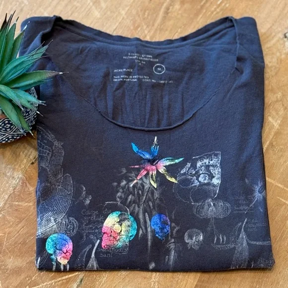 ALLSAINTS Spitalfields Black Skull Embellished Tank Dress Long Tunic - Picture 2 of 7